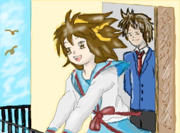 anime school girl and boy