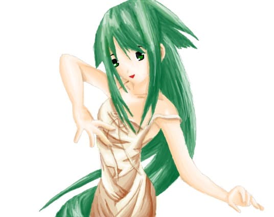 Anime Green Cute Girl