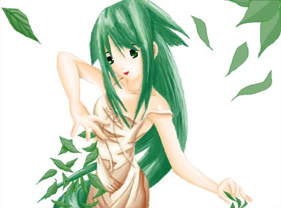 Anime Green Cute Girl