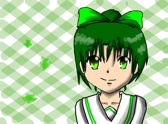 anime green girl