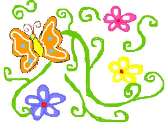 un fluturas si trei floricele