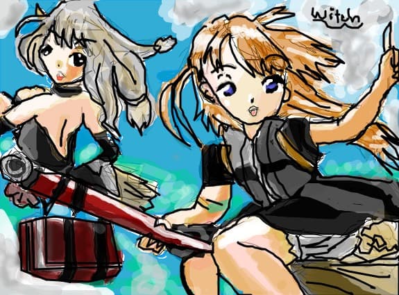 Anime Witch in air...