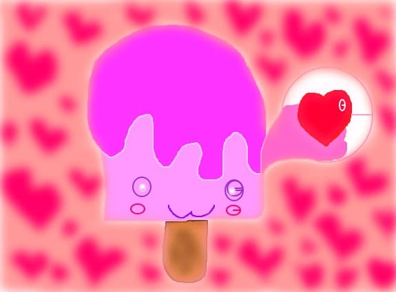 Inghetata roz love pe bat