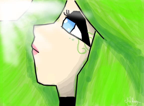 beautiful green sad girl