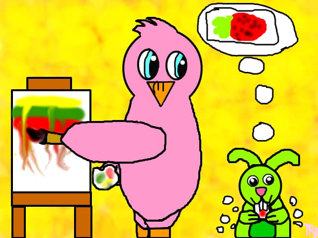 Piu-Piu cel Roz pictand