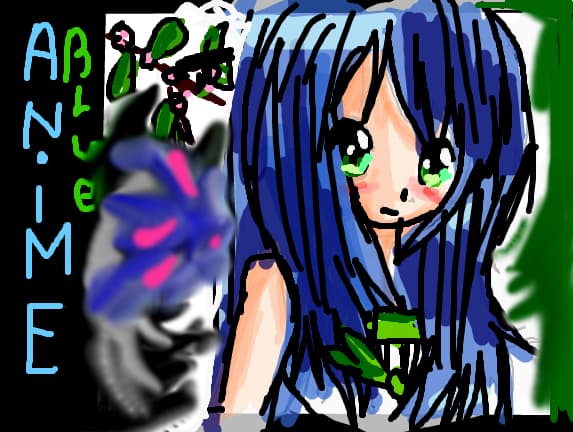 Anime girl green&amp;amp;amp;blue