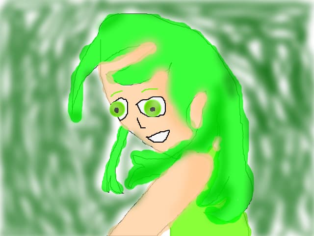 anime green girl
