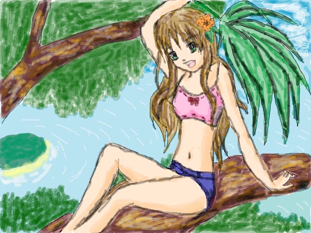 beach anime girl