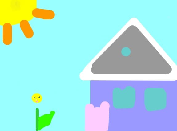 o floare langa o casa