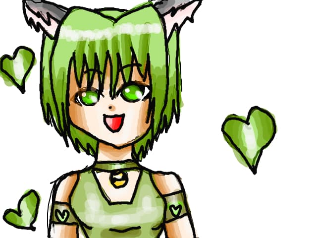 anime green kitty