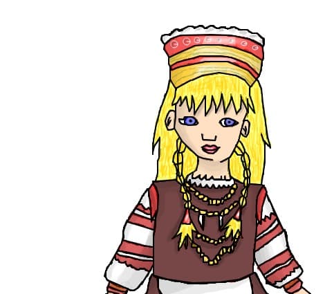 fata in costum popular lituanian