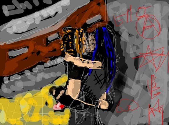 emo girl boy kissing