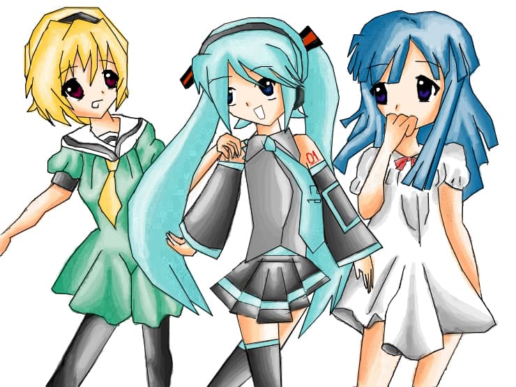 Satoko Houjou,Miku Hatsune si Rika Furude