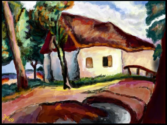 Peisaj cu casa taraneasca