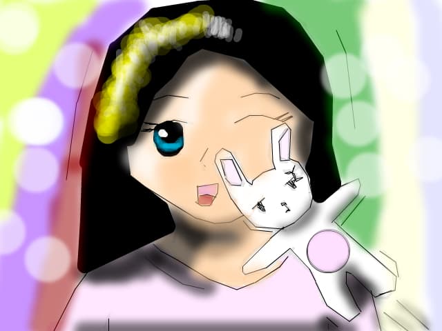 girl and rabbit