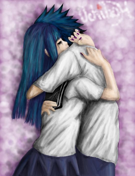 Sasuke and Hinata hug :((...