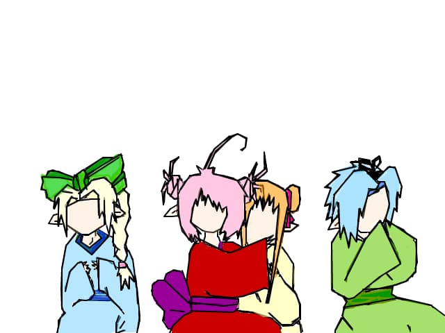 anime girls in kimono