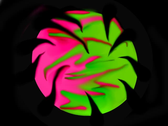 o floare 3D sau o sfera in niste maini negre