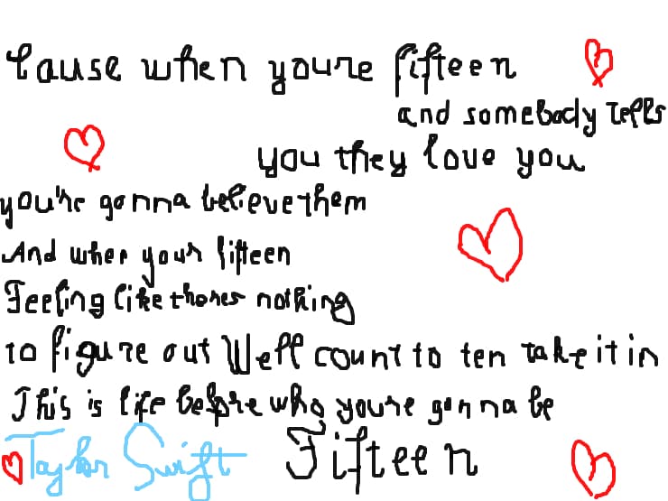 refren  taylor swift- fifteen