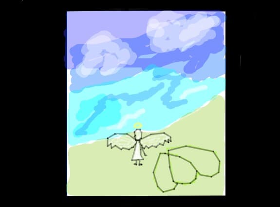 an angel on a beach