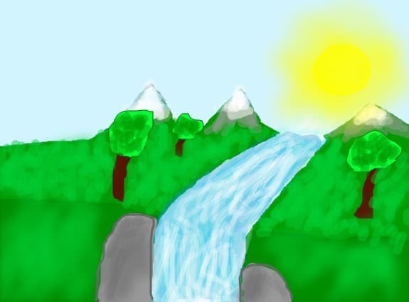 O cascada, bn., e cam mica dar mere