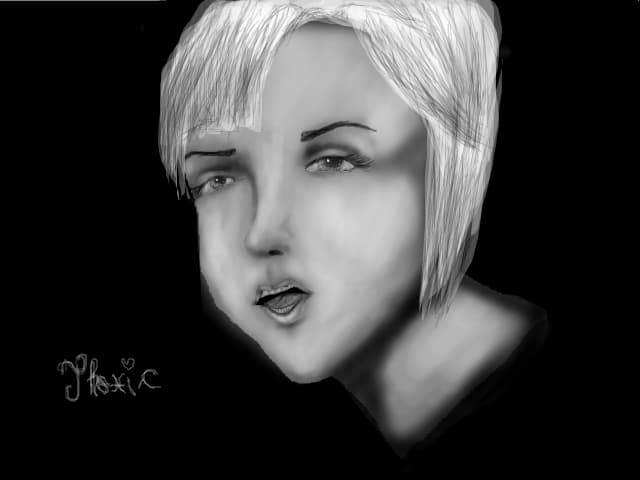 Girl "Blonde" In black and grey