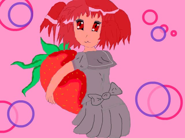 anime girl with strawberry
