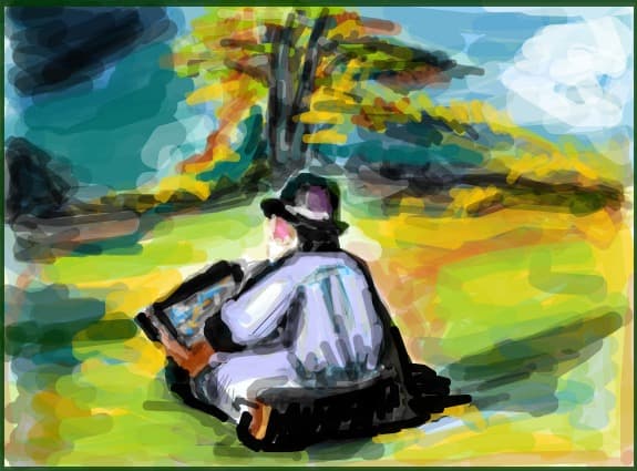 Cezanne pictind in aer liber