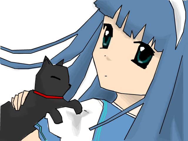 Anime girl and her kitty