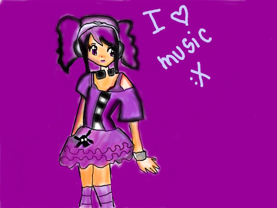 anime music girl in purple style