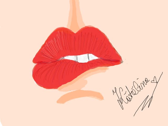 red lips on pretty face