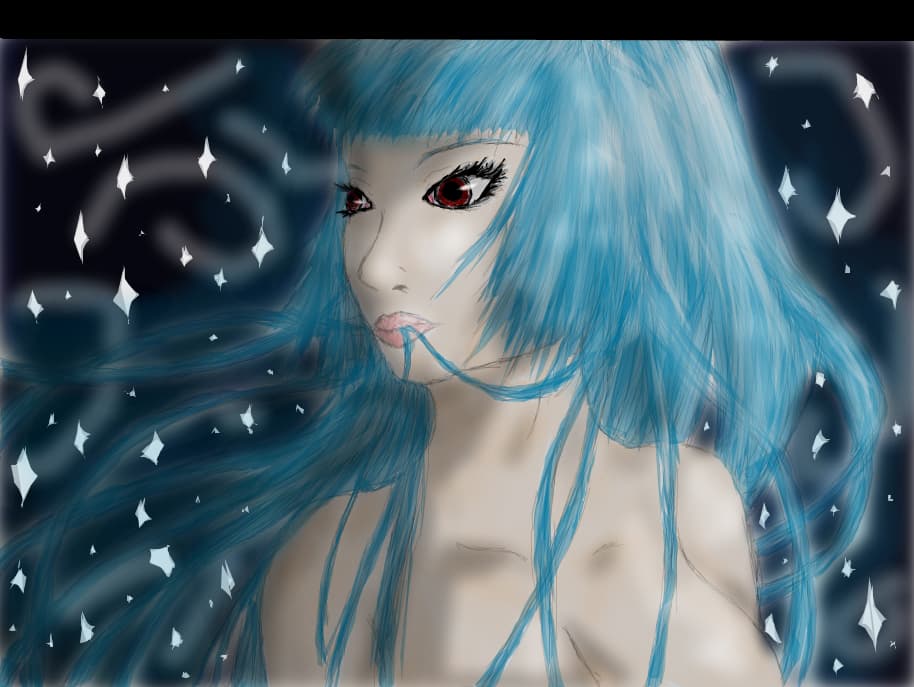 Blue-haird vampire girl