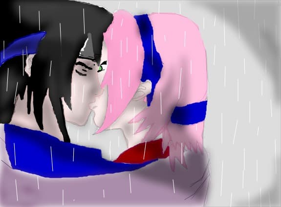 Sakura &amp; Sasuke kiss in the rain