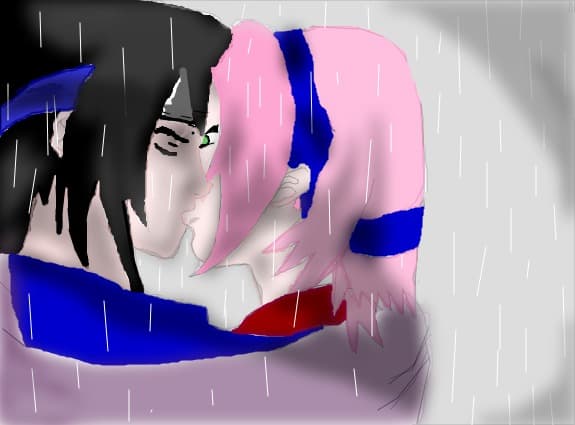Sakura &amp;  Sasuke Kiss in the rain