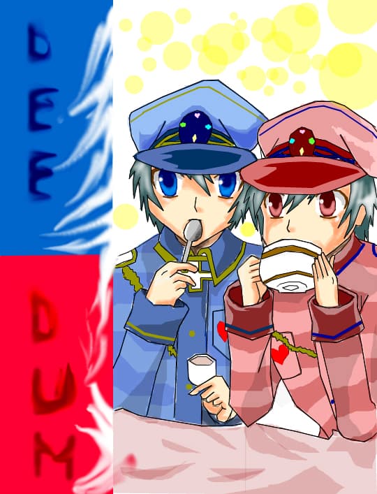 Tweedle Dee(albastru) &amp; Dum (rosu)