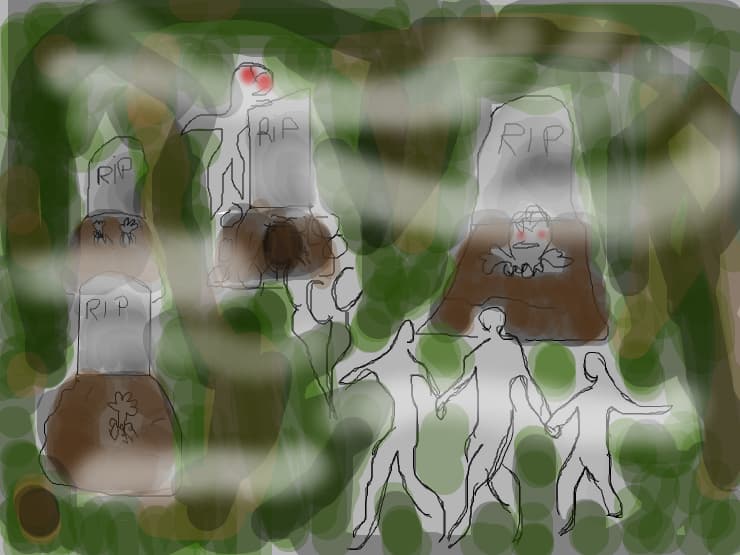cimitir macabru [ si oameni veseli :))) aproape mancatzid e zombi ]