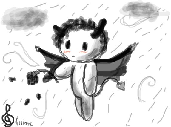 My little boyfriend wait me whith a black rose in rain