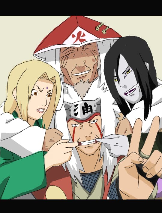 Jirayia,Orochimaru,Tsunade and Hokage 3
