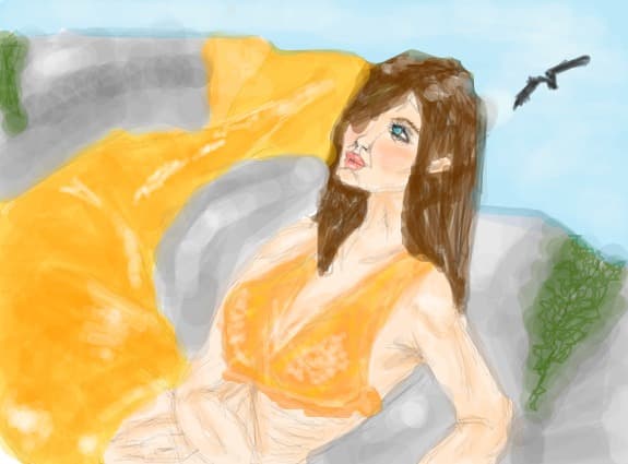 o sirena stand pe pietrele de pe tarm
