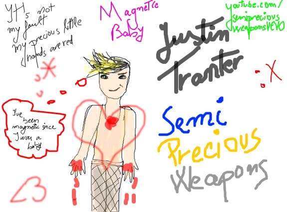 Justin Tranter (semi precious weapons) cartoon.