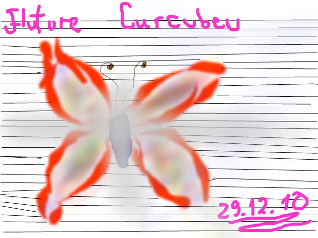 fluture lipit pe caiet