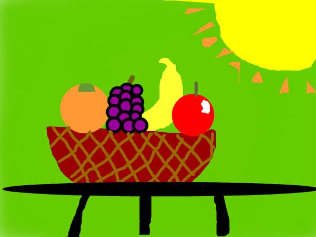 un cos cu fructe