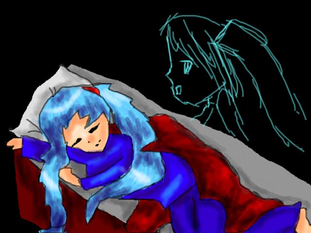 Miku Hatsune in bed.