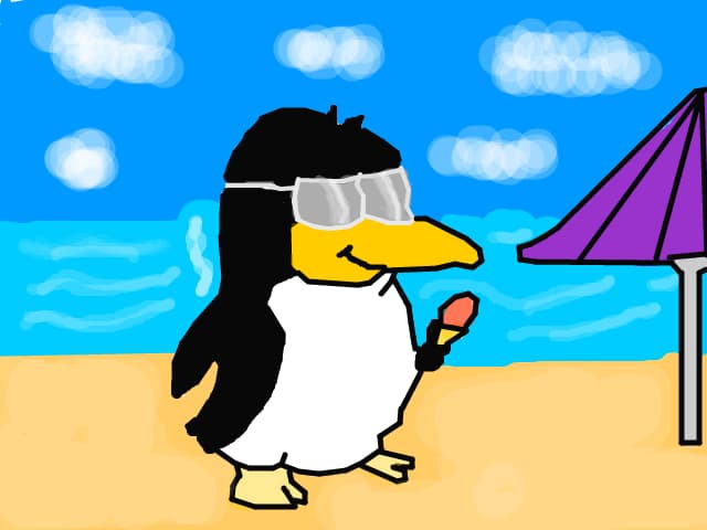 UN pinguin la mare