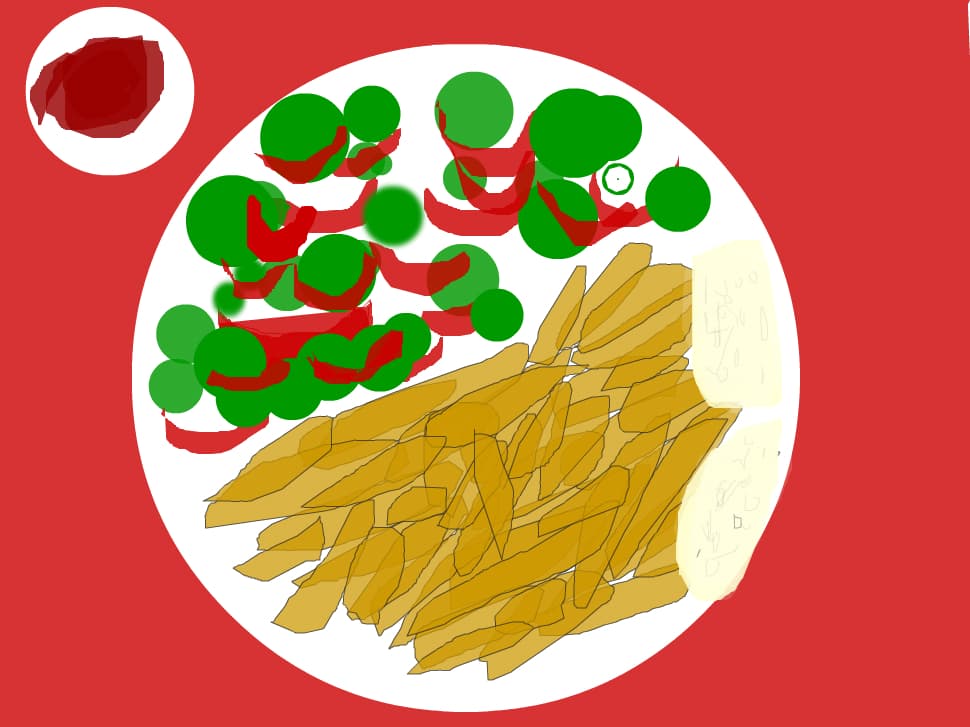 Cartofi prajiti cu salata , branza si ketchup.