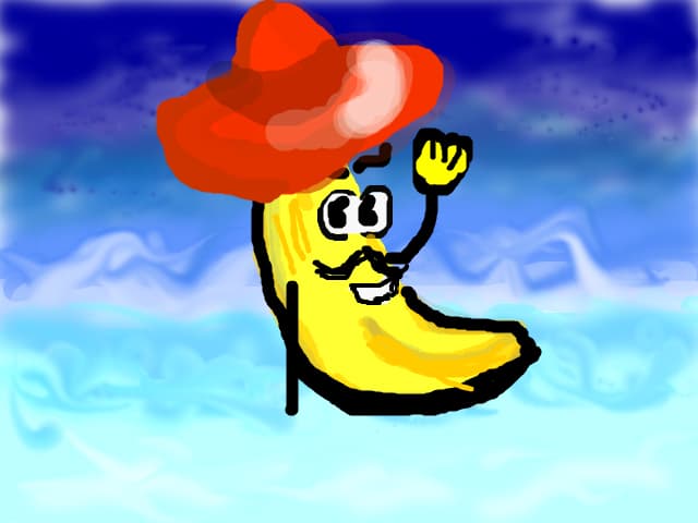 ce face o banana in ocean?o banana cu palarie chiar