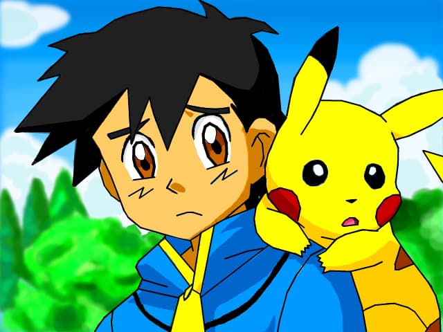 Ash and Pikachu in Unova