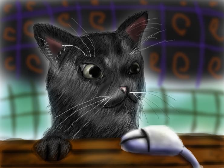 Cat hunting the mouse
