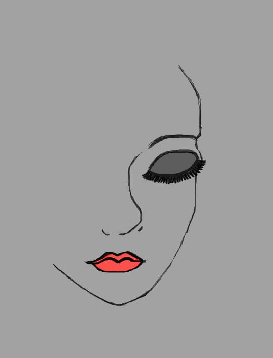 Red lips in a grey world