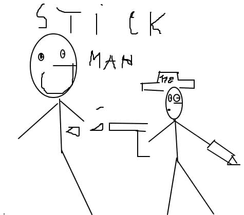 stick man om mare contra politist mic
